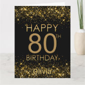 Zwart Goud 80e Verjaardag Kaart (Voorkant)