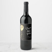 Zwart & Goud | 80ste Glitter Ballon Verjaardag Wijn Etiket (Voorkant)