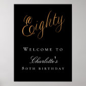 Zwart goud 80ste verjaardagsfeest welkom poster (Voorkant)