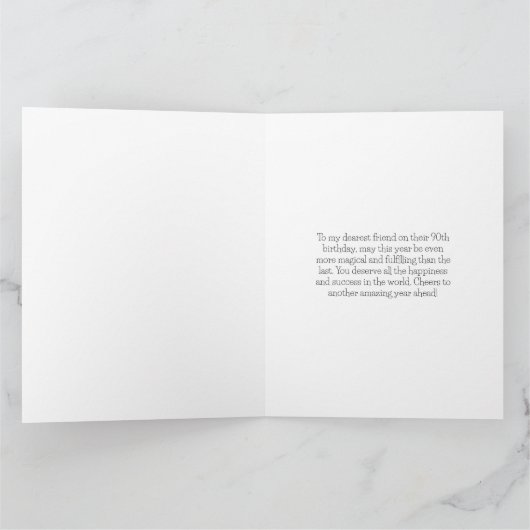 Zwart Goud 90e Verjaardag Kaart (Binnen)