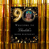 Zwart goud 90ste foto verjaardagsfeestje welkom poster