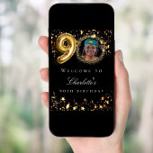 Zwart goud 90ste foto verjaardagsfeestje welkom poster