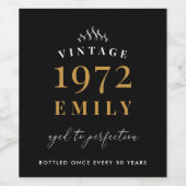  zwart goud - Aangepast 50e verjaardag Wijn Etiket (Enkel label)