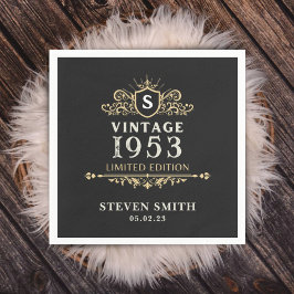 Zwart Goud  Aangepast Jaar 1953 70ste Verjaardag Servet