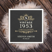 Zwart Goud  Aangepast Jaar 1953 70ste Verjaardag Servet