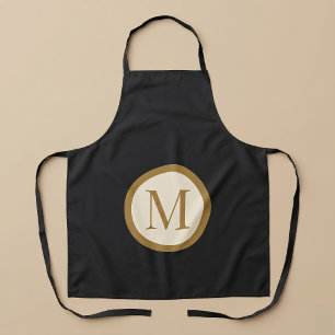 Zwart&Goud aangepast middenzegelmonogram Schort