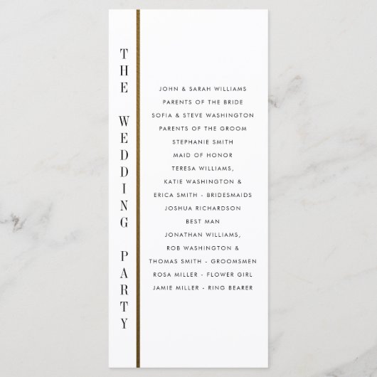 Zwart & Goud | Aangepast trouwprogramma Programmakaart (Achterkant)