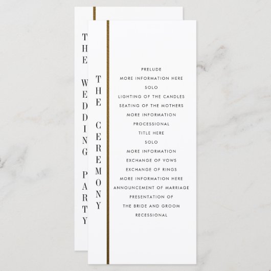 Zwart & Goud | Aangepast trouwprogramma Programmakaart (Voorkant / Achterkant)