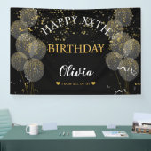 Zwart & Goud Aangepaste Feestelijke Verjaardag  Spandoek (Beurs)