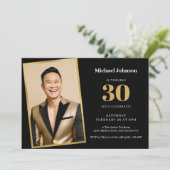 Zwart Goud Aangepaste Foto Eenvoudig 30e Verjaarda Kaart (Staand voorkant)