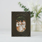 Zwart Goud Aangepaste Foto Familie Kerstmis  Feestdagenkaart (Staand voorkant)