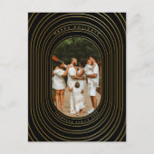 Zwart Goud Aangepaste Foto Familie Kerstmis  Feestdagenkaart (Voorkant)