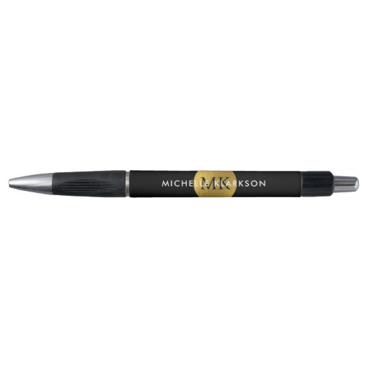 Zwart Goud Aangepaste Monogram Initiaal Naam Luxe Pen (Voorkant)
