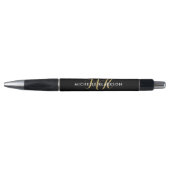 Zwart Goud Aangepaste Monogram Initiaal Naam Scrip Pen (Voorkant)