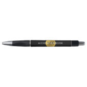 Zwart Goud Aangepaste Monogram Initialen Naam Luxe Pen (Voorkant)