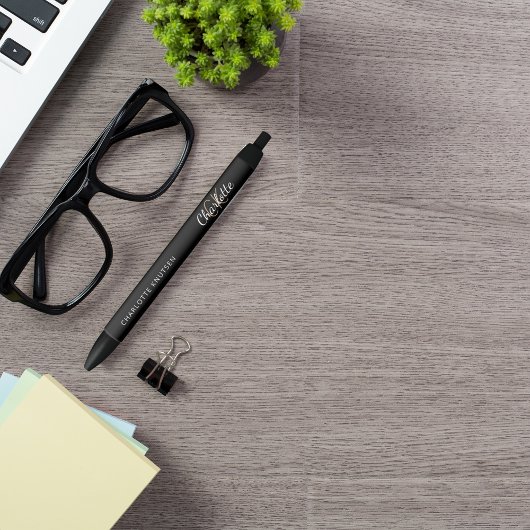 Zwart goud aangepaste monogram naam script zwarte inkt pen