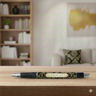 Zwart Goud Aangepaste Naam Donkere Academie Pen