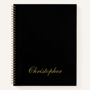Zwart Goud Aangepaste Naam Minimalistische Elegant Notitieboek