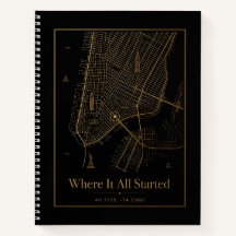 Zwart Goud Aangepaste Stadkaart Spiraal Notebook