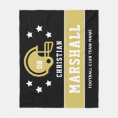 Zwart Goud Aangepaste Voetbalnaam Nummer Fleece Deken (Voorkant)