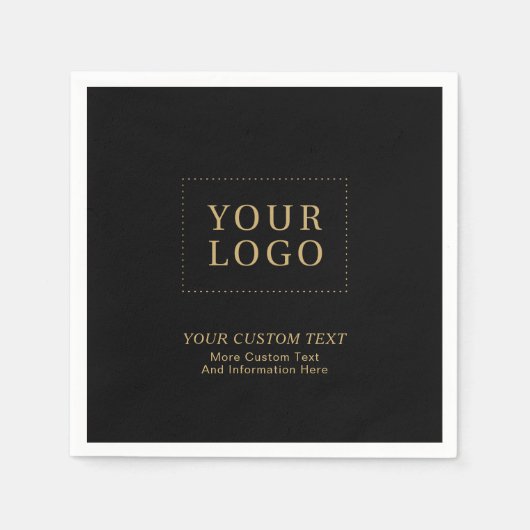 Zwart & Goud | Aangepaste zakelijke Logo Promotie Servet (Voorkant)