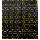 Zwart & Goud Abstract Geometrisch Patroon Luxe Douchegordijn (Voorkant)