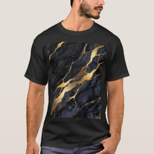 Zwart Goud Abstract Marmer T-Shirt Luxe Esthetiek