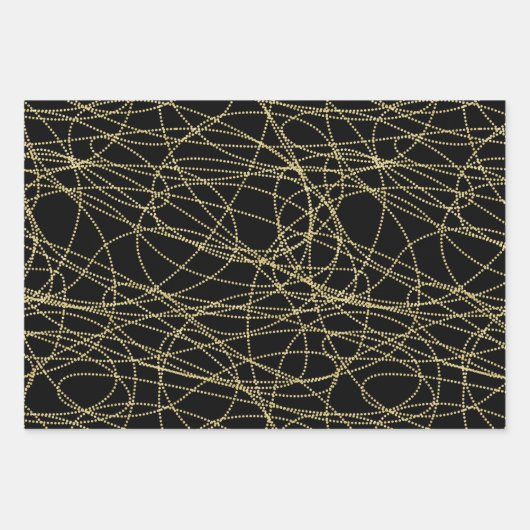 Zwart Goud Abstract Red Lips Vrijgezellenfeest Inpakpapier Vel (Voorkant 3)