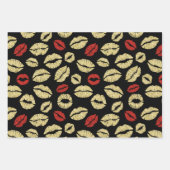 Zwart Goud Abstract Red Lips Vrijgezellenfeest Inpakpapier Vel (Voorkant 2)