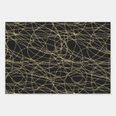 Zwart Goud Abstract Red Lips Vrijgezellenfeest Inpakpapier Vel (Voorkant)