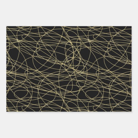 Zwart Goud Abstract Red Lips Vrijgezellenfeest Inpakpapier Vel (Voorkant)