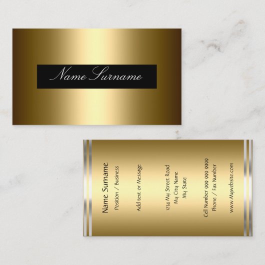 Zwart goud Abstract stijlvol bedrijf Visitekaartje (Voorkant / Achterkant)