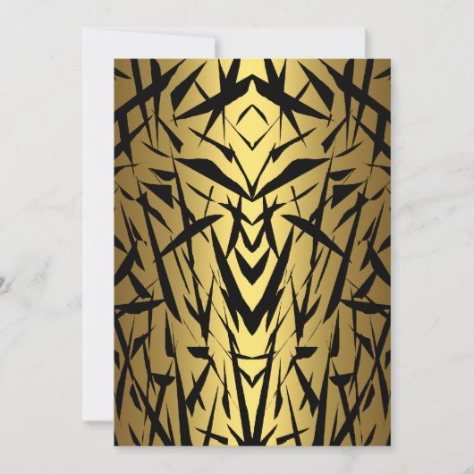 Zwart & Goud Abstract Uitnodiging Verjaardagsfeest (Voorkant)