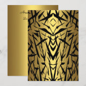 Zwart & Goud Abstract Uitnodiging Verjaardagsfeest (Voorkant / Achterkant)