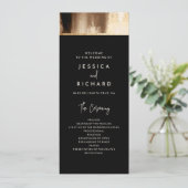 Zwart & Goud Abstract Waterverf Huwelijksprogramma (Staand voorkant)