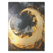 Zwart Goud Abstracte Draaikolk Moderne Maan Tafelkleed (Voorkant)