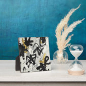 Zwart Goud Abstracte Penseelstreken Fotoplaat (Insitu)