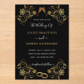 Zwart Goud Acryl Uitnodiging Sjabloon (Voorkant)