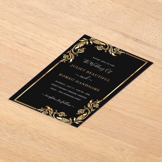 Zwart Goud Acryl Uitnodiging Sjabloon (Laagn)