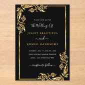 Zwart Goud Acryl Uitnodiging Sjabloon (Voorkant)
