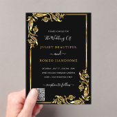 Zwart Goud Acryl Uitnodiging voor het Huwelijk met (Insitu (Draagbaar))