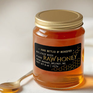 Zwart Goud Adres Grootte Honing Label Met Kam