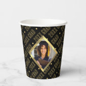 Zwart & Goud Afgeschuinde Foto Afstuderen Jaar Papieren Bekers (Achterkant)