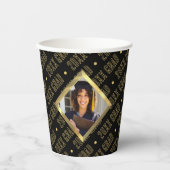 Zwart & Goud Afgeschuinde Foto Afstuderen Jaar Papieren Bekers (Voorkant)