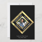 Zwart & Goud Afgeschuinde Foto Graduation Party Kaart (Achterkant)