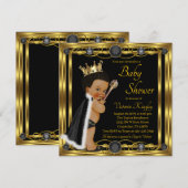 Zwart Goud Afro Prince Jewel Baby shower Kaart (Voorkant / Achterkant)