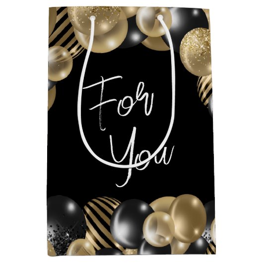 Zwart Goud Afscheid Favor Gift Bag voor Gasten Medium Cadeauzakje (Voorkant)