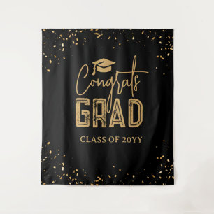 Zwart Goud Afstuderen 2025 Fotocabine Tapestry Wandkleed