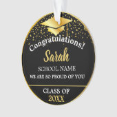 Zwart & Goud Afstuderen aangepaste klasse van 2024 Ornament (voorkant)