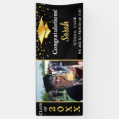 Zwart & Goud Afstuderen Custom Fotoklasse van 2025 Spandoek (Verticaal)